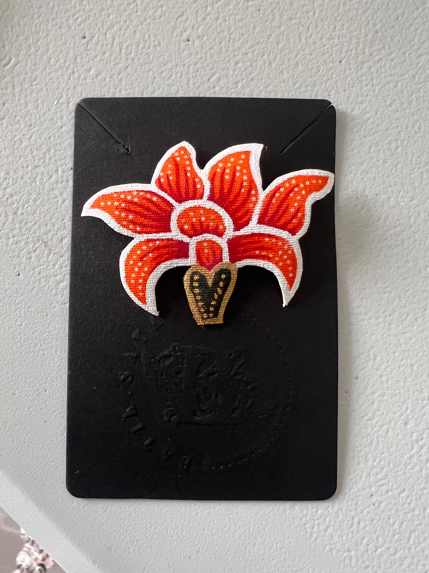 Amaryllis Batik Brooch (Big - Orange)