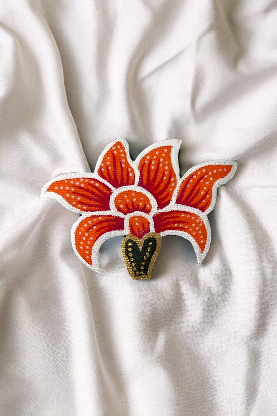 Amaryllis Batik Brooch (Big - Orange)