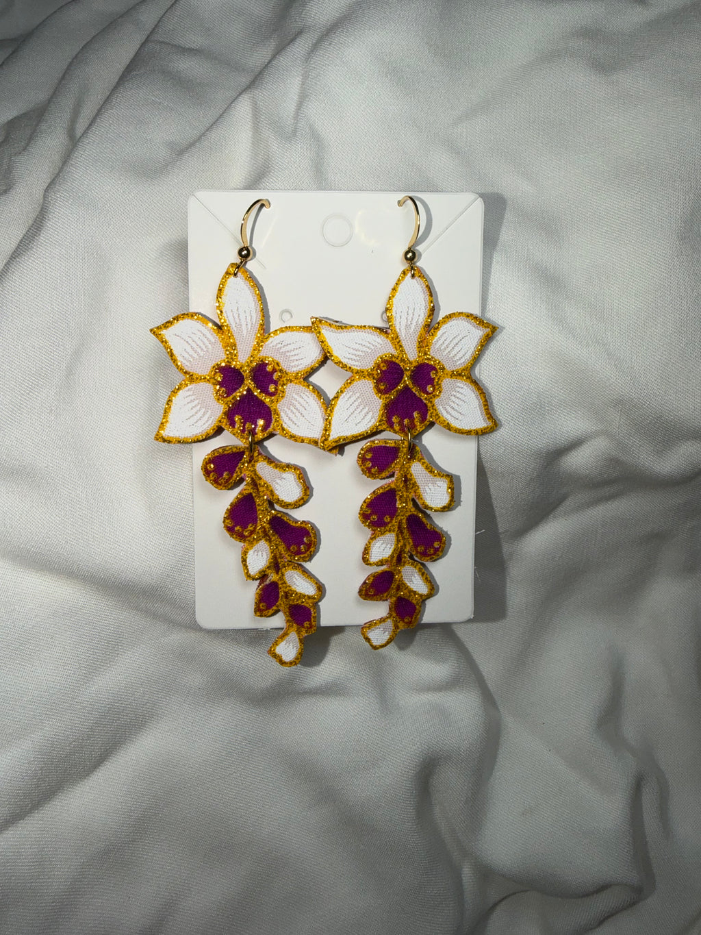 Miss Orchid Batik Dangling Earrings (Purple)