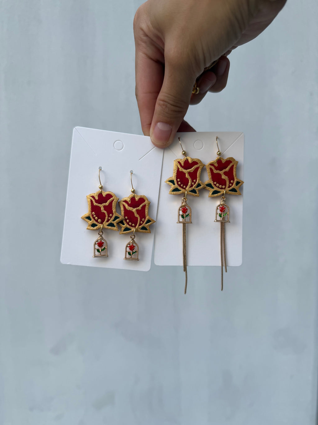 Beauty and the Rose Earrings (Short or Long)