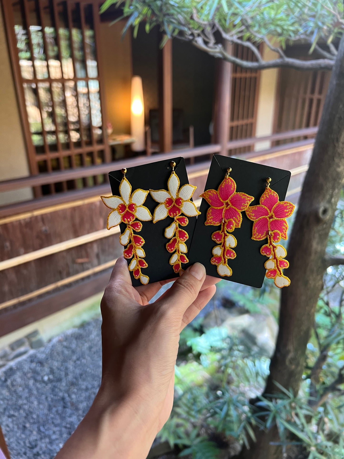 Miss Orchid Batik Dangling Earrings