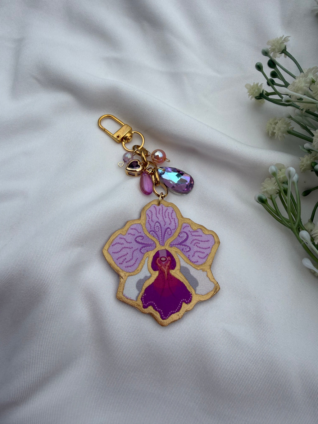Vanda Miss Joaquim inspired Keychain Motif Approx Size: 5.5CM