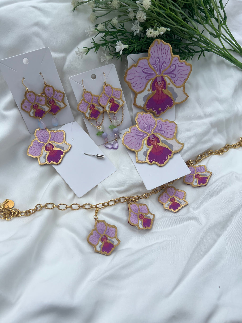 Vanda Miss Joaquim inspired Whimsical EARRINGS Motif Approx Size: 3.5CM