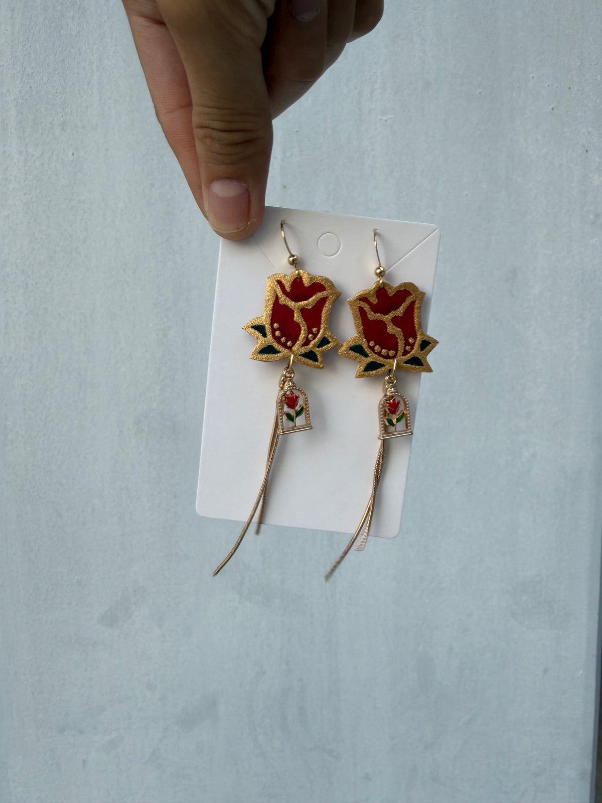 Beauty and the Rose Earrings (Short or Long)