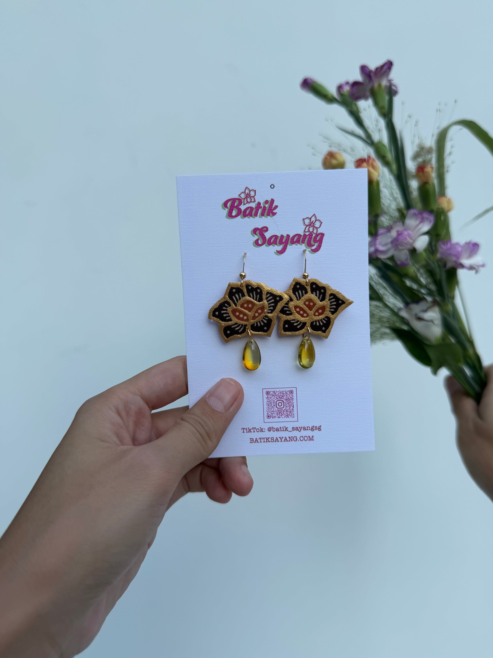 Seroja Batik Earrings (Brown)