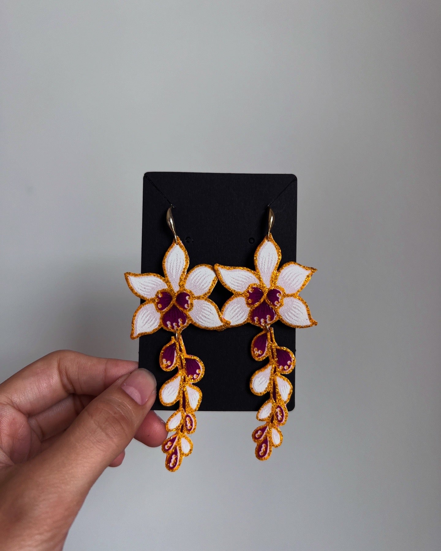 Miss Orchid Batik Dangling Earrings