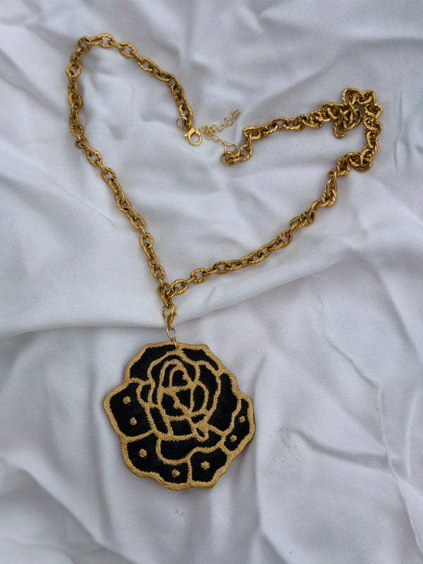 Batik Necklace Black Rose