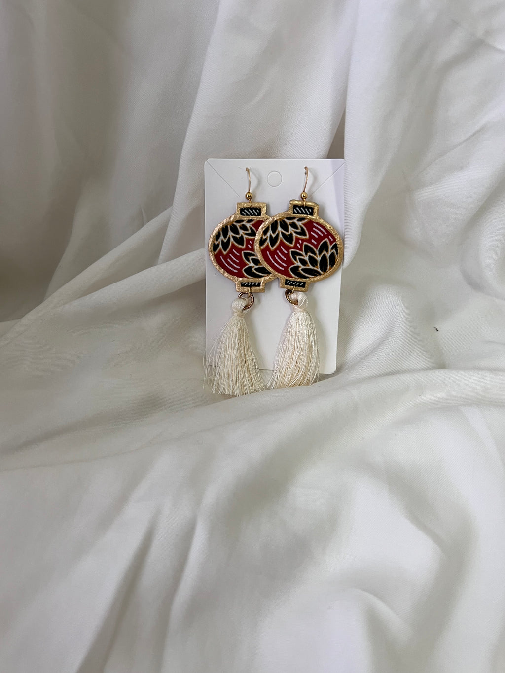 CNY Batik Earrings Midnight Prosperity Blooms