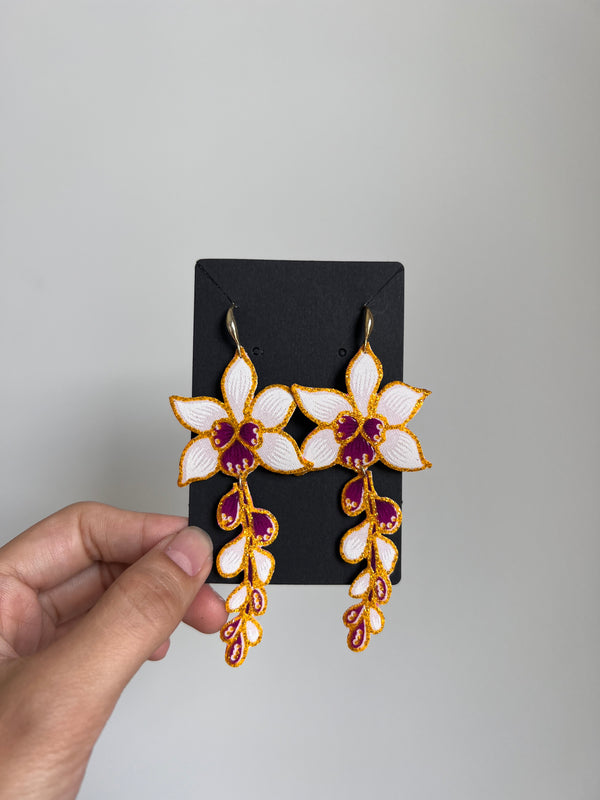 Miss Orchid Batik Dangling Earrings (Purple)