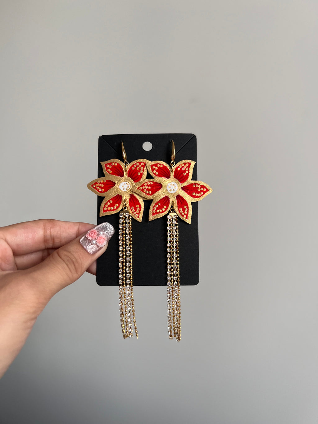Red Fira Dangling Earrings