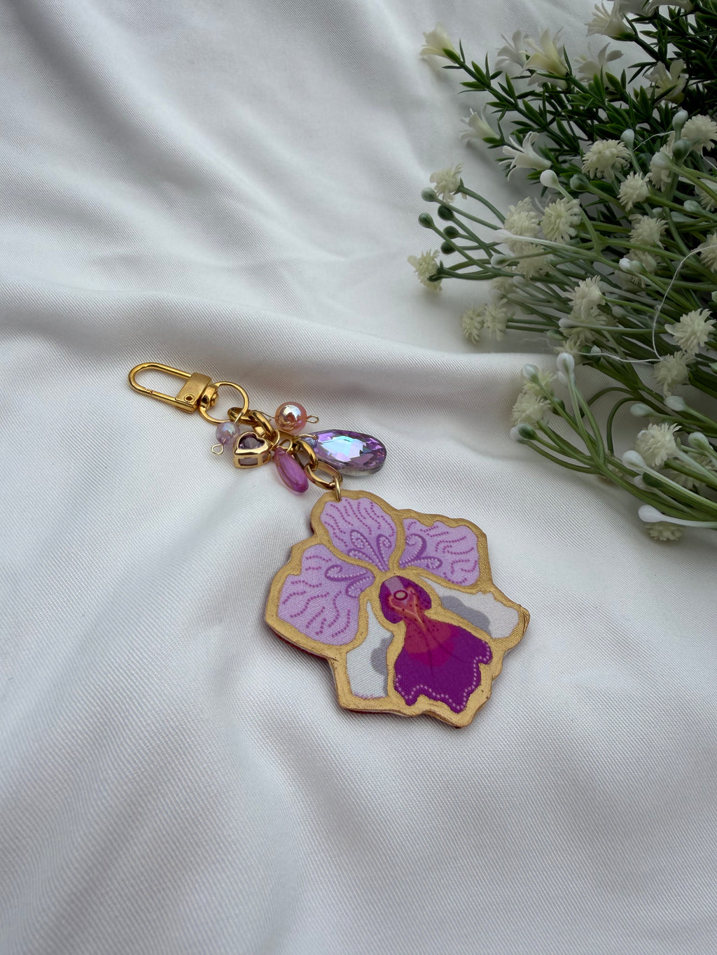 Vanda Miss Joaquim inspired Keychain Motif Approx Size: 5.5CM