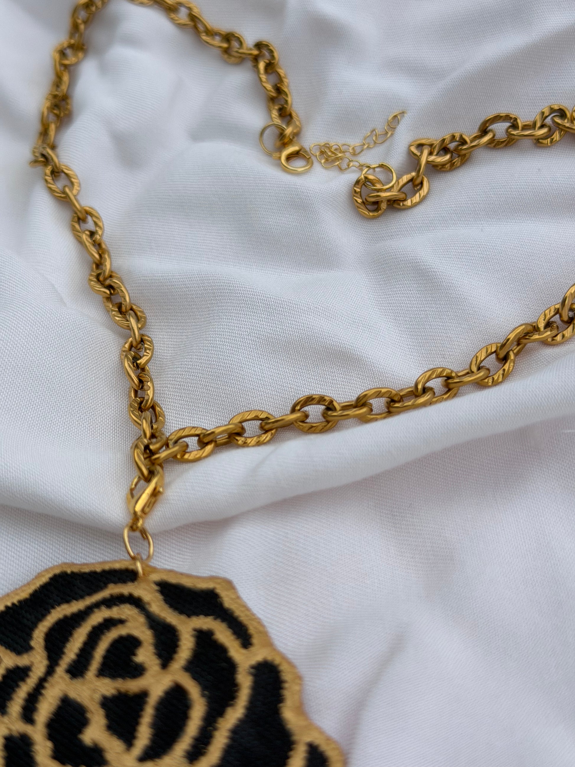 Batik Necklace Black Rose