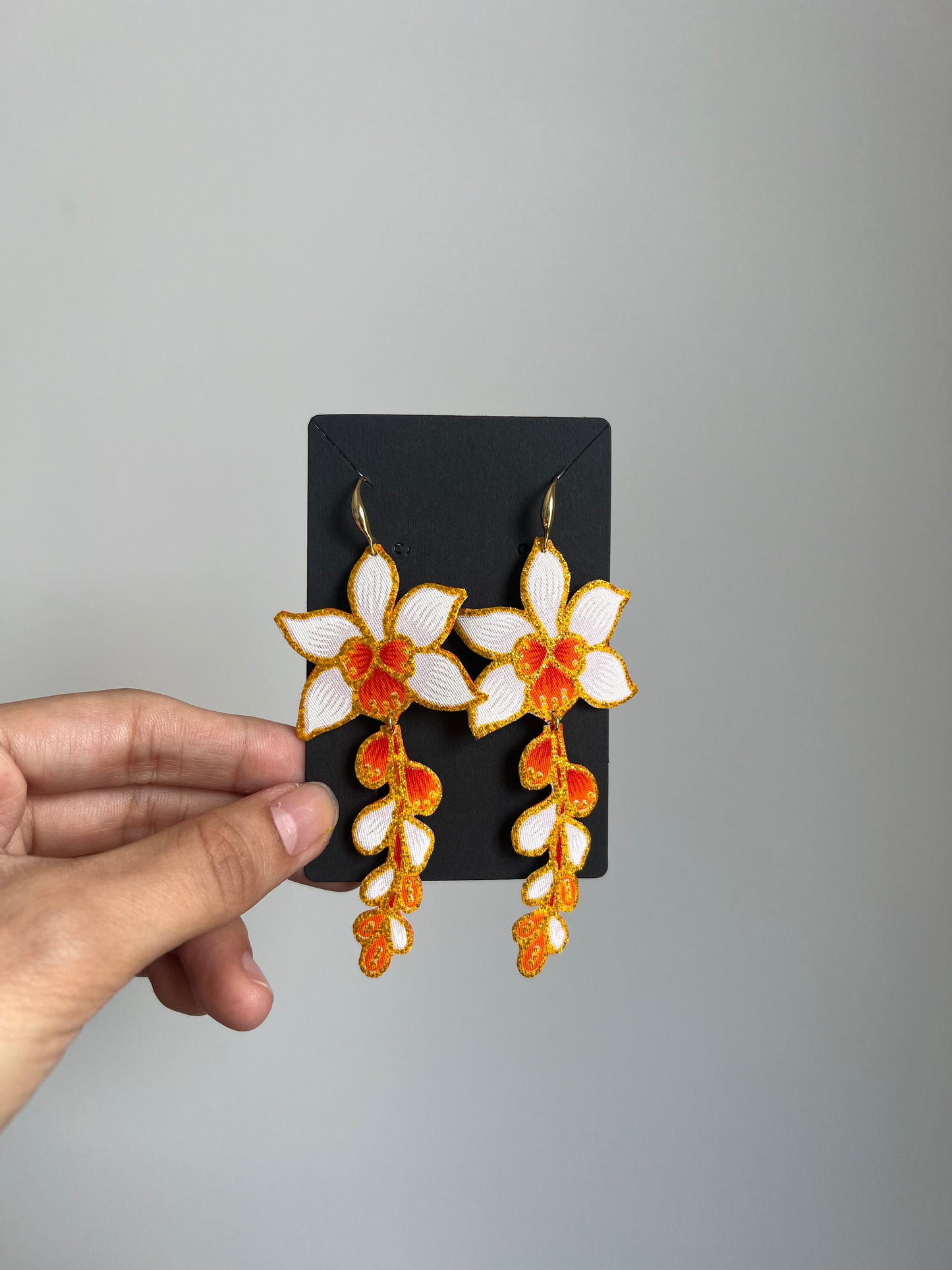 Miss Orchid Batik Dangling Earrings