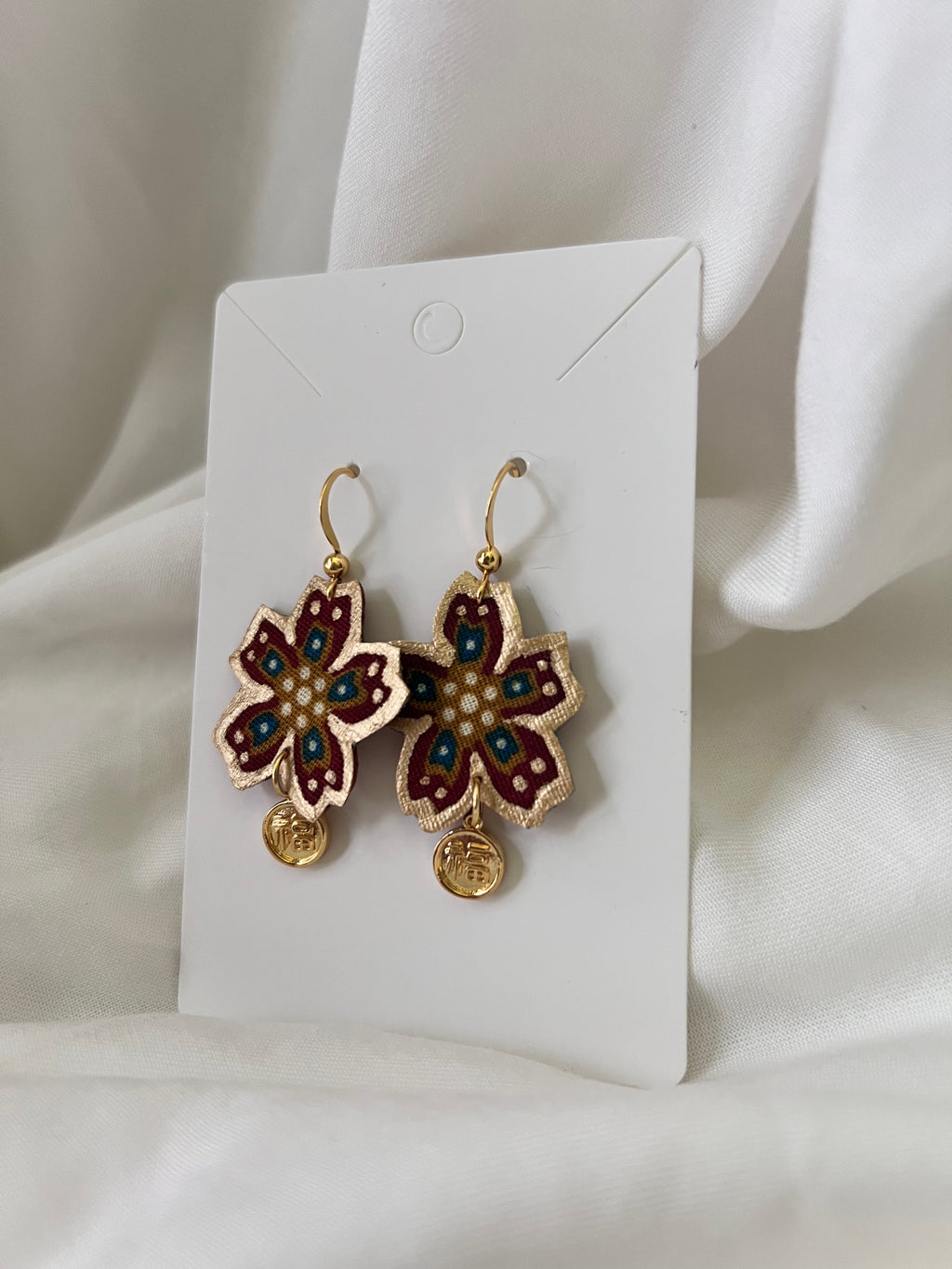 CNY Batik Earrings Scarlet Bloom