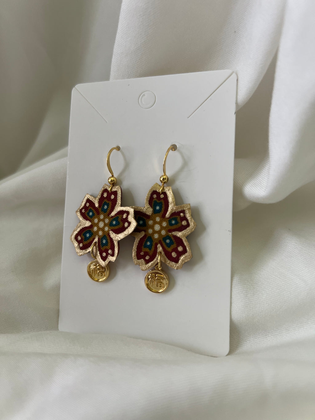 CNY Batik Earrings Scarlet Bloom