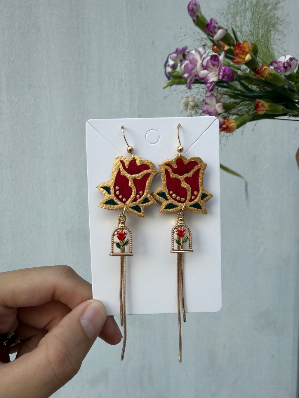 Beauty and the Rose Earrings (Short or Long)