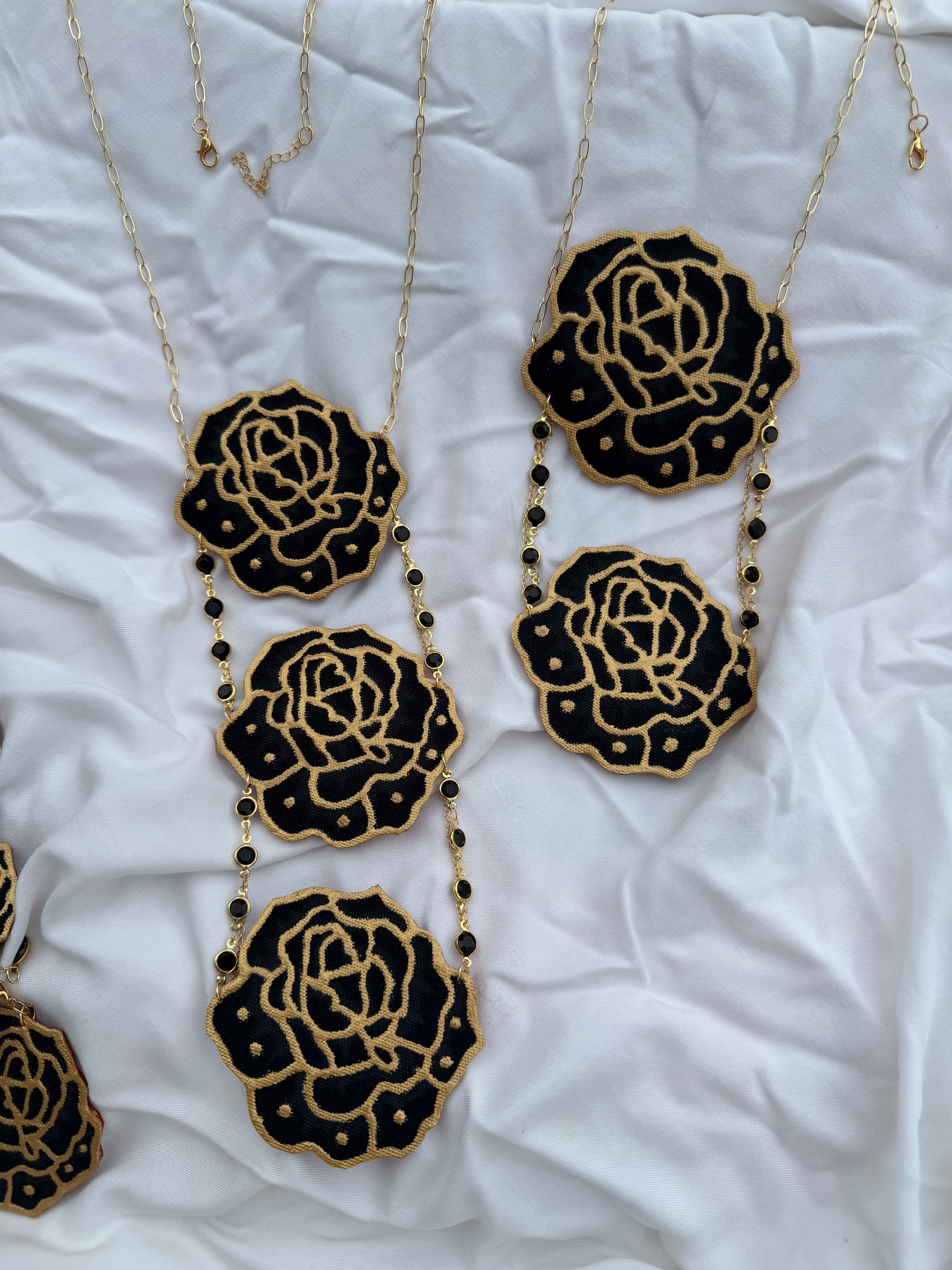 Batik Dokoh Kerongsang Necklace Black Rose