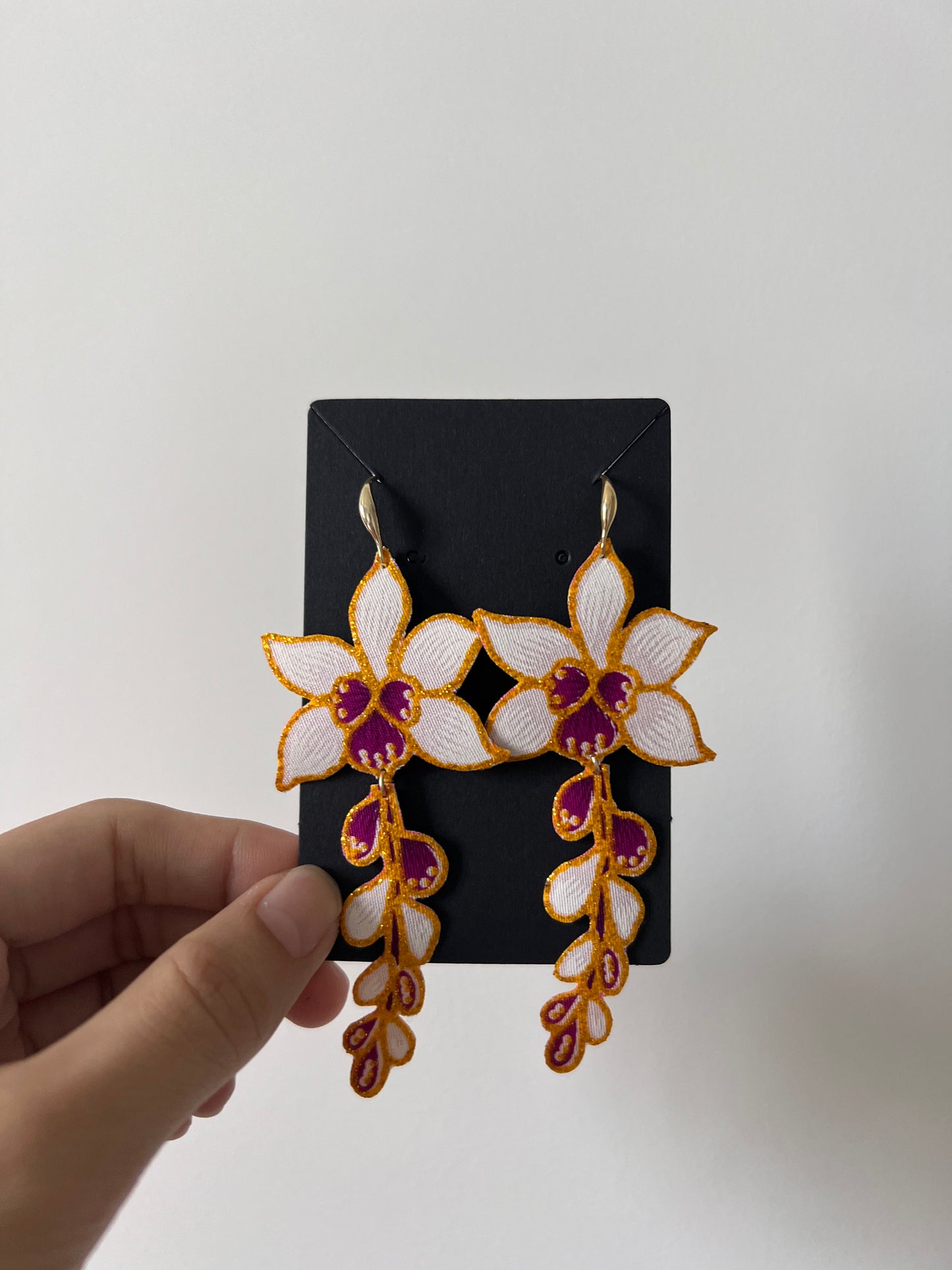 Miss Orchid Batik Dangling Earrings