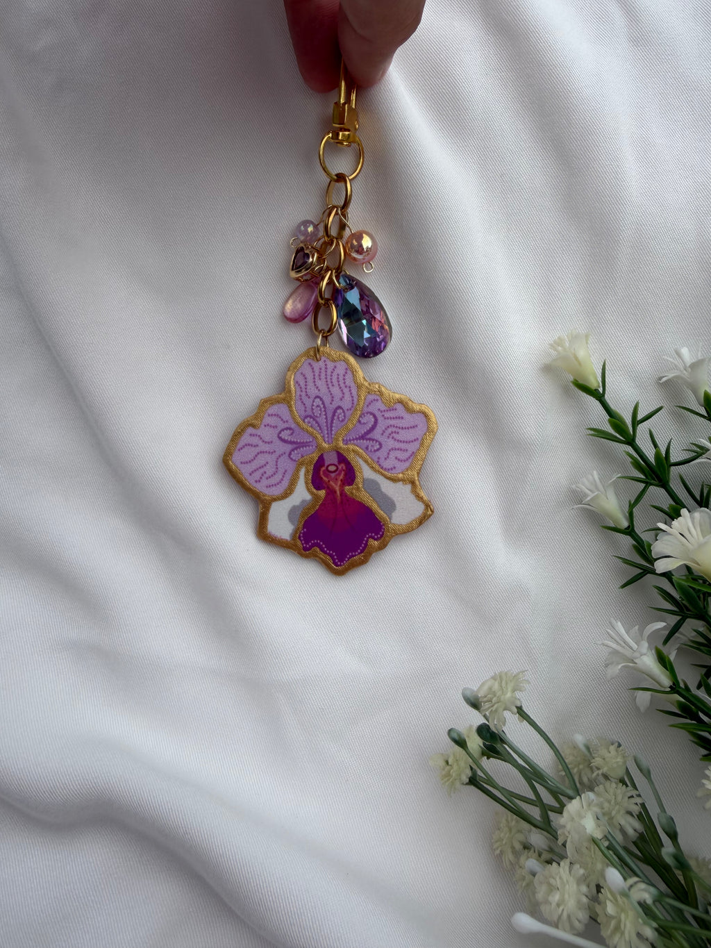 Vanda Miss Joaquim inspired Keychain Motif Approx Size: 5.5CM