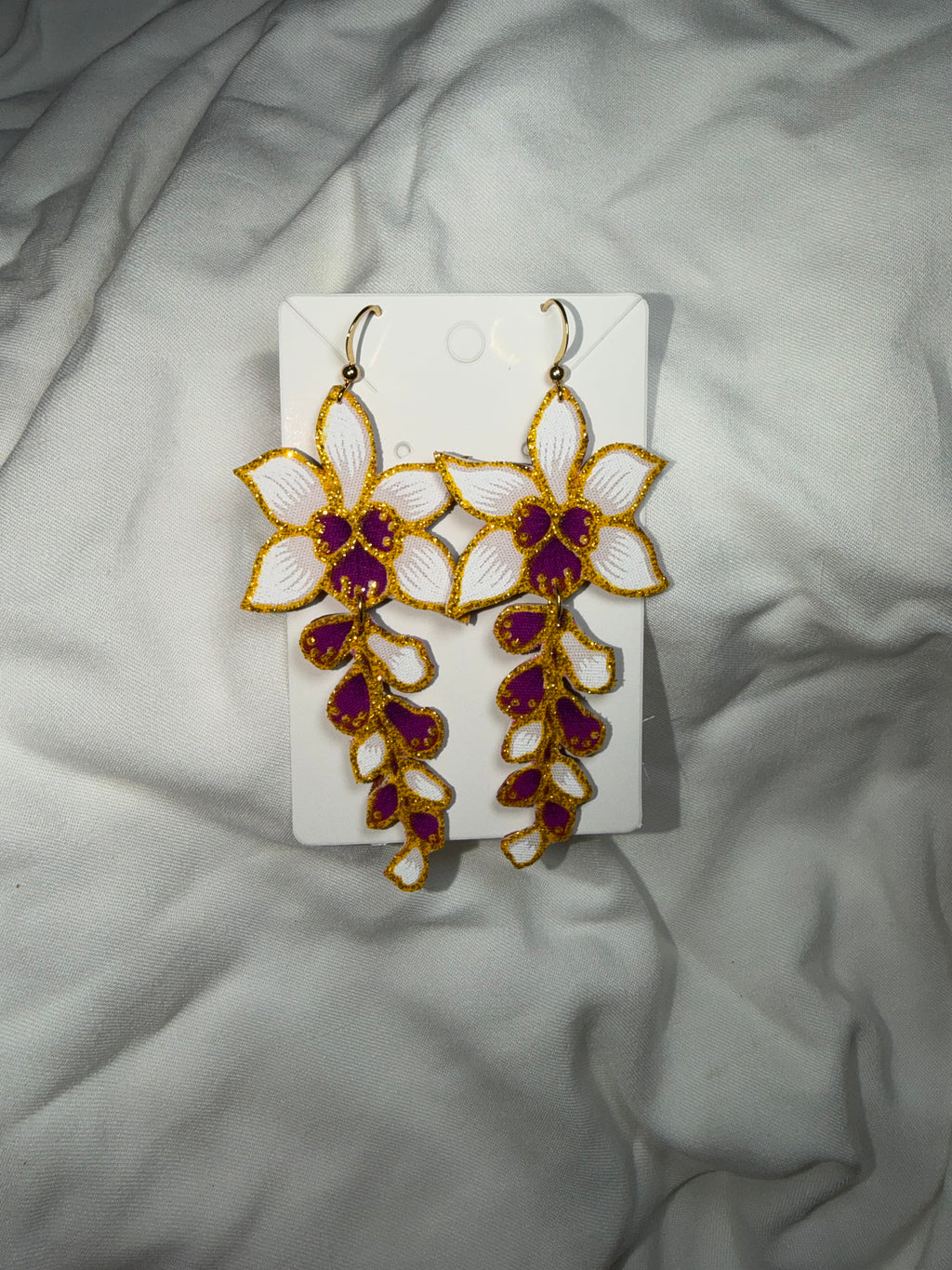 Miss Orchid Batik Dangling Earrings (Purple)
