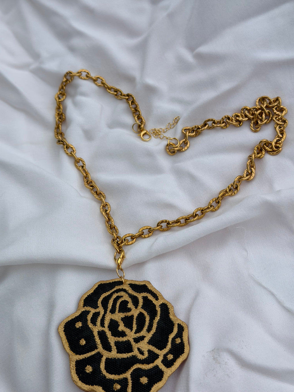 Batik Necklace Black Rose