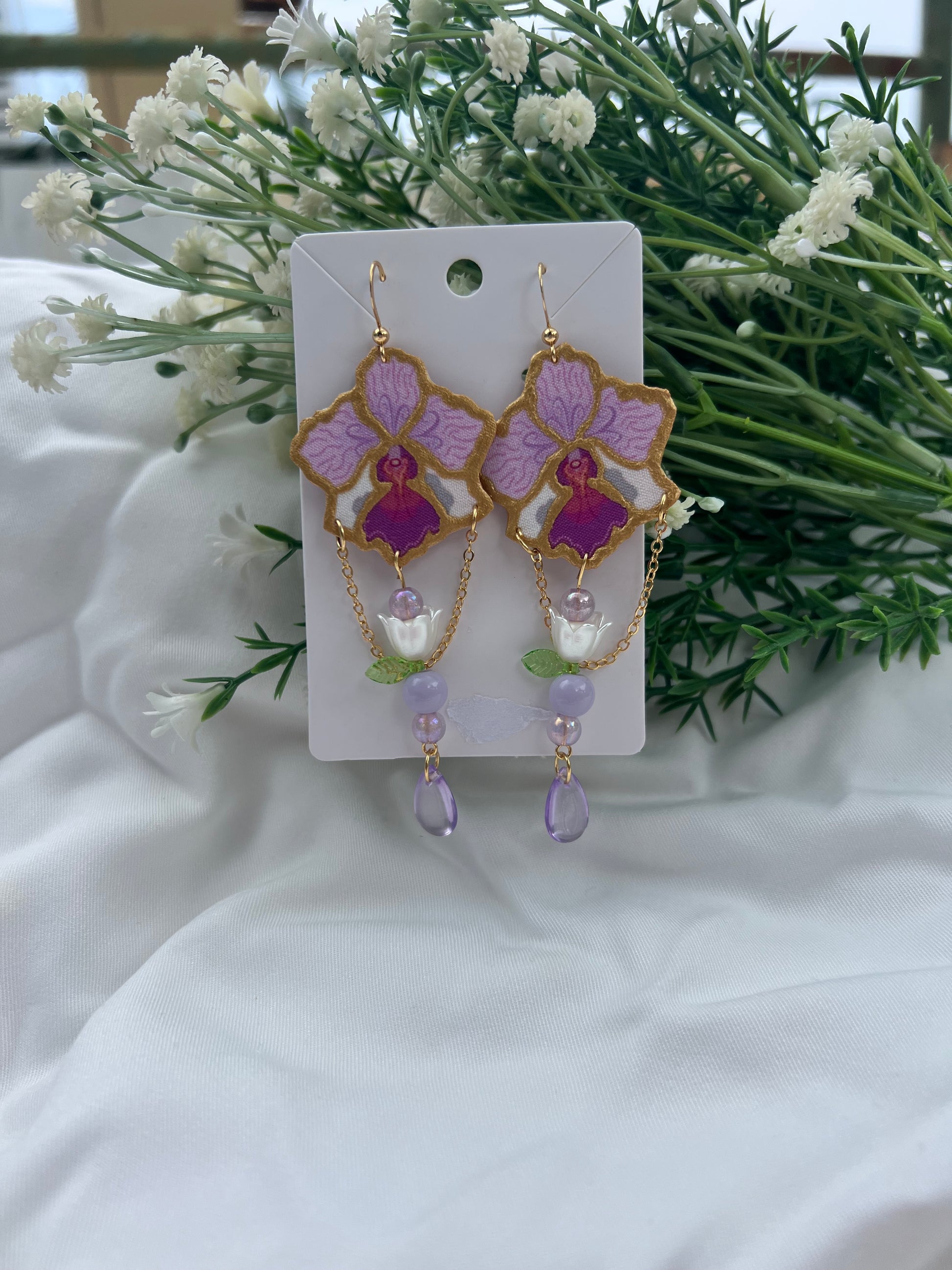 Vanda Miss Joaquim inspired Whimsical EARRINGS Motif Approx Size: 3.5CM