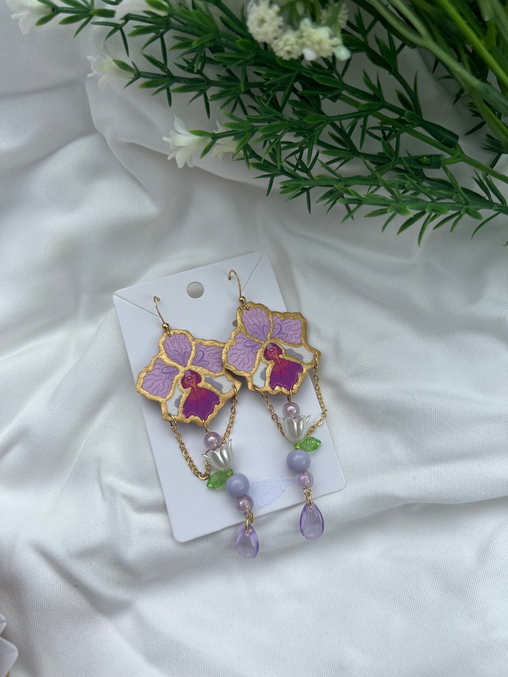 Vanda Miss Joaquim inspired Whimsical EARRINGS Motif Approx Size: 3.5CM