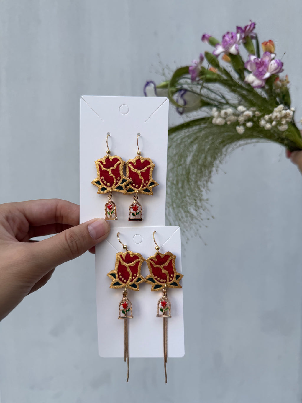Beauty and the Rose Earrings (Short or Long)