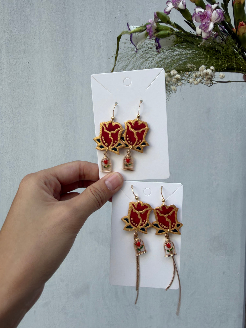 Beauty and the Rose Earrings (Short or Long)