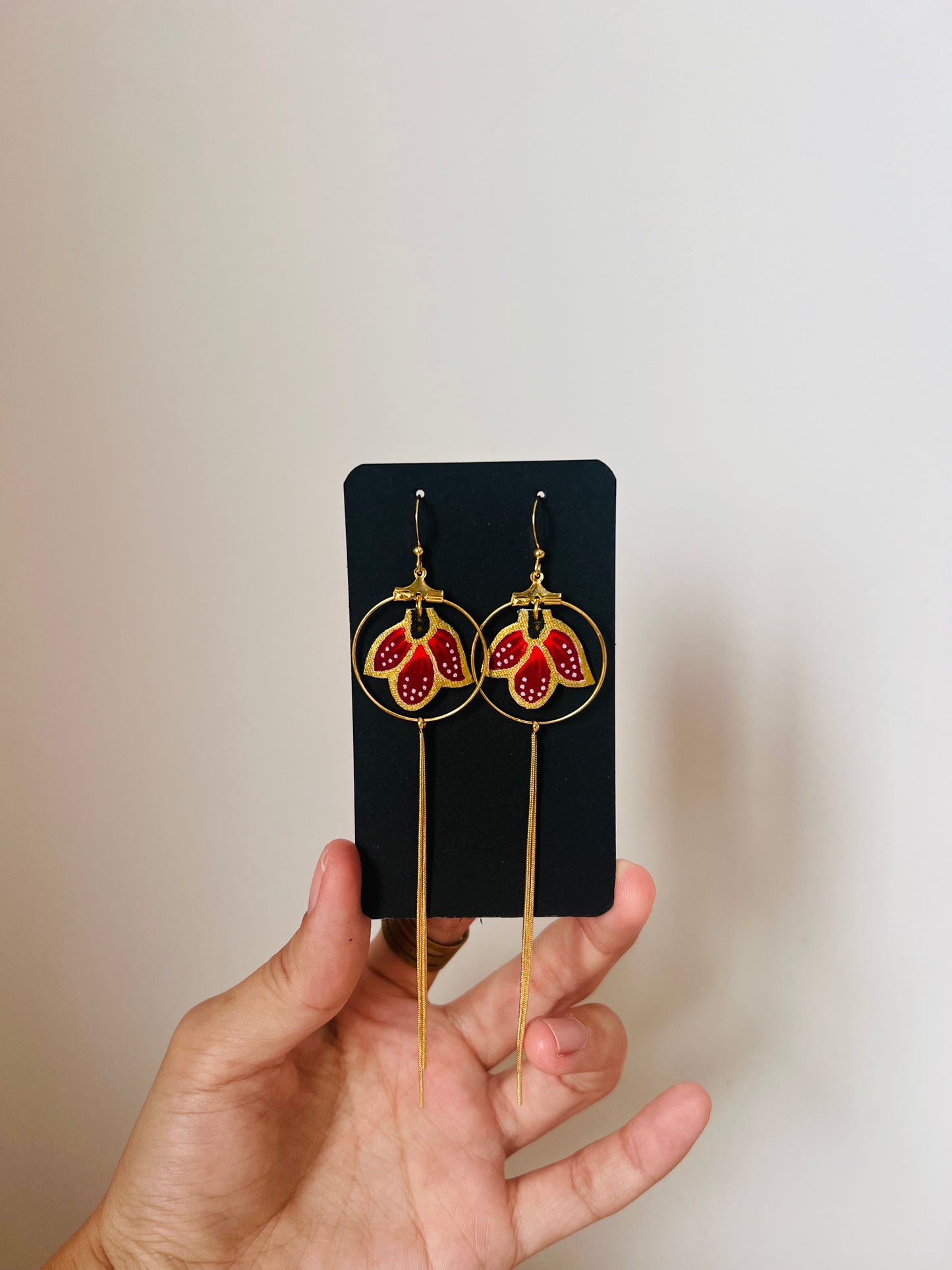 Poppy Dangle Earrings (Red, Teal)