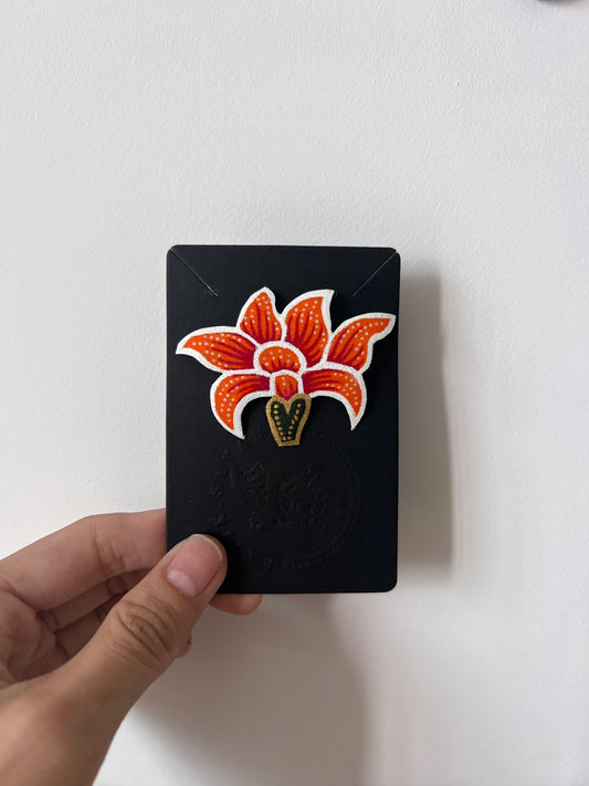 Amaryllis Batik Brooch (Big - Orange)