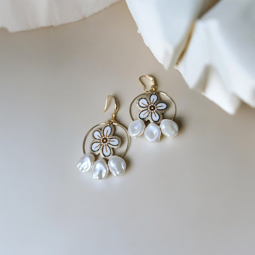 White Darcey Pearl Earrings