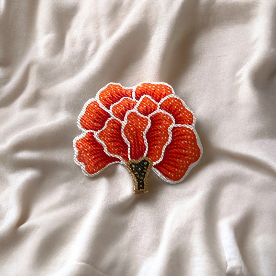 Dahlia Batik Brooch (Sky Blue-Orange)