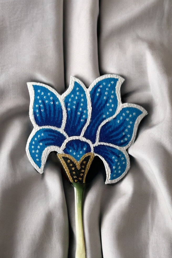 Amaryllis Batik Brooch (Small - Sky Blue)