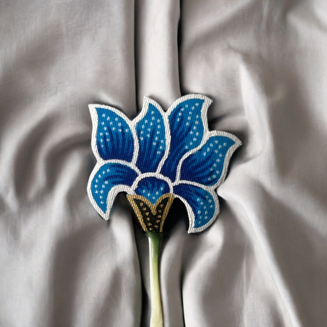 Amaryllis Batik Brooch (Small - Sky Blue)