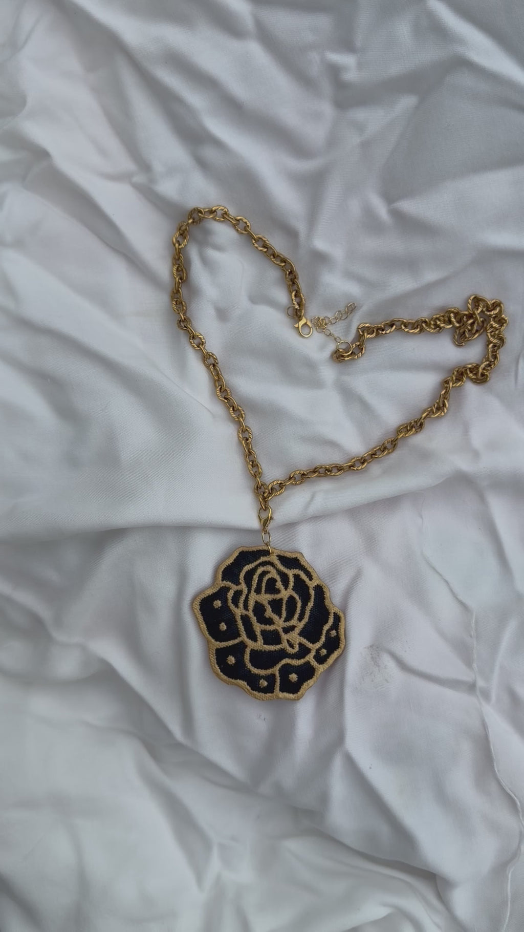 Batik Necklace Black Rose