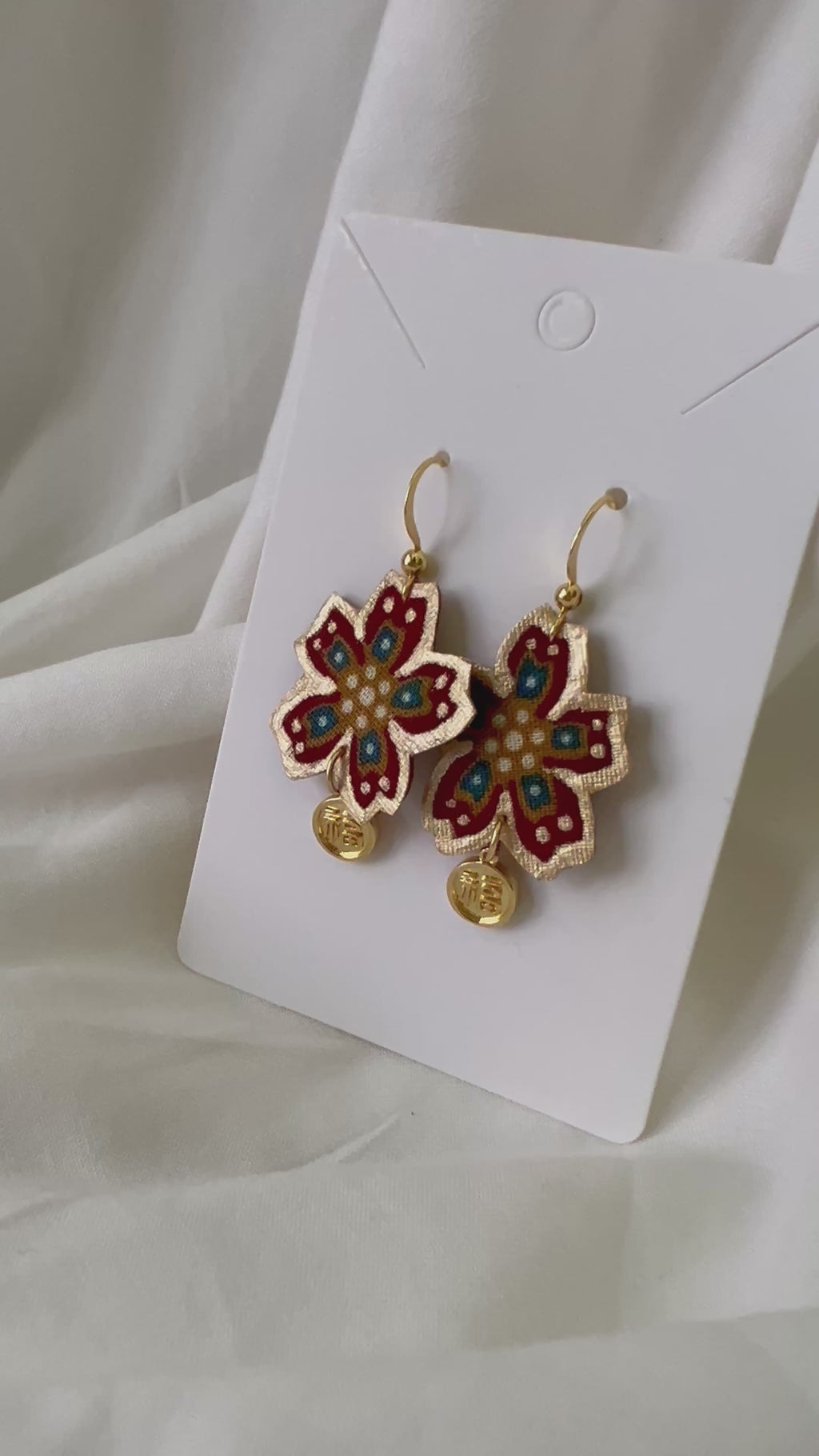 CNY Batik Earrings Scarlet Bloom
