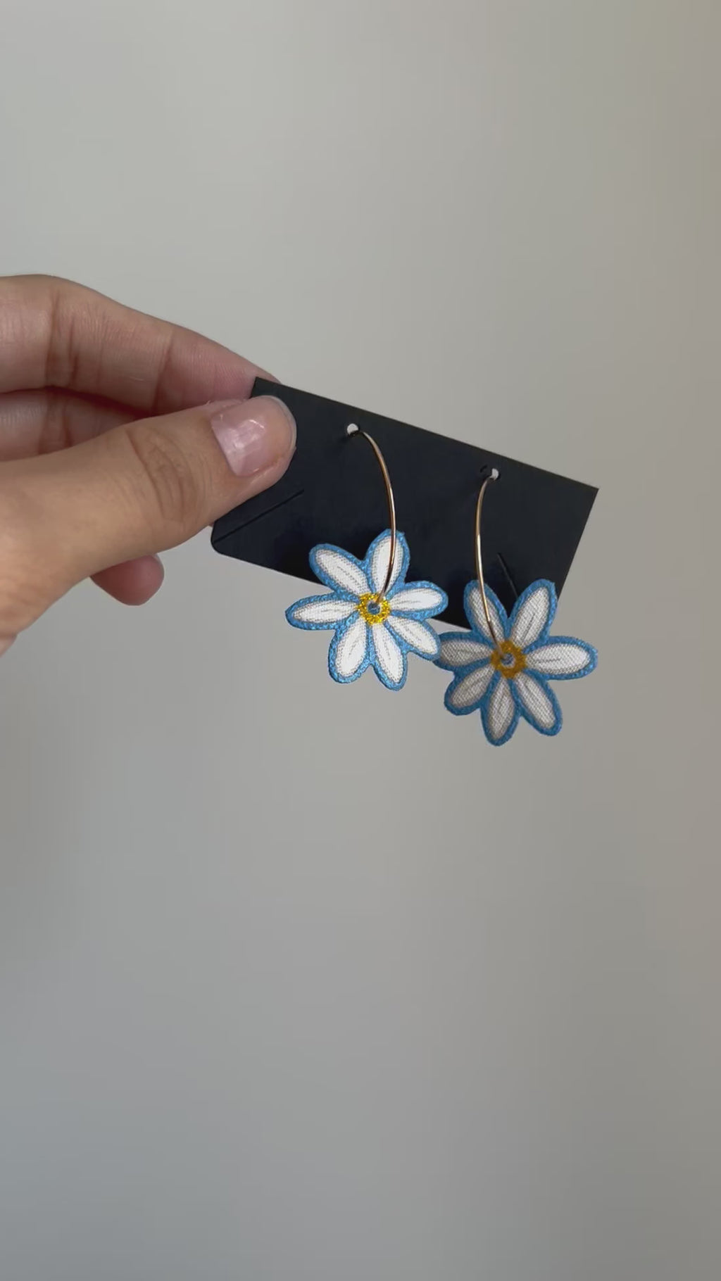Blue Daisy Hoop Earrings
