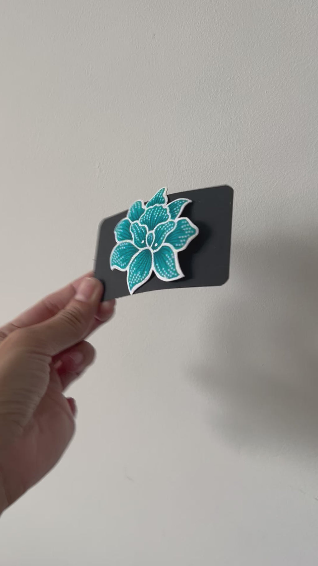 Rosa Batik Brooch (Dark Orange/Teal Blue)