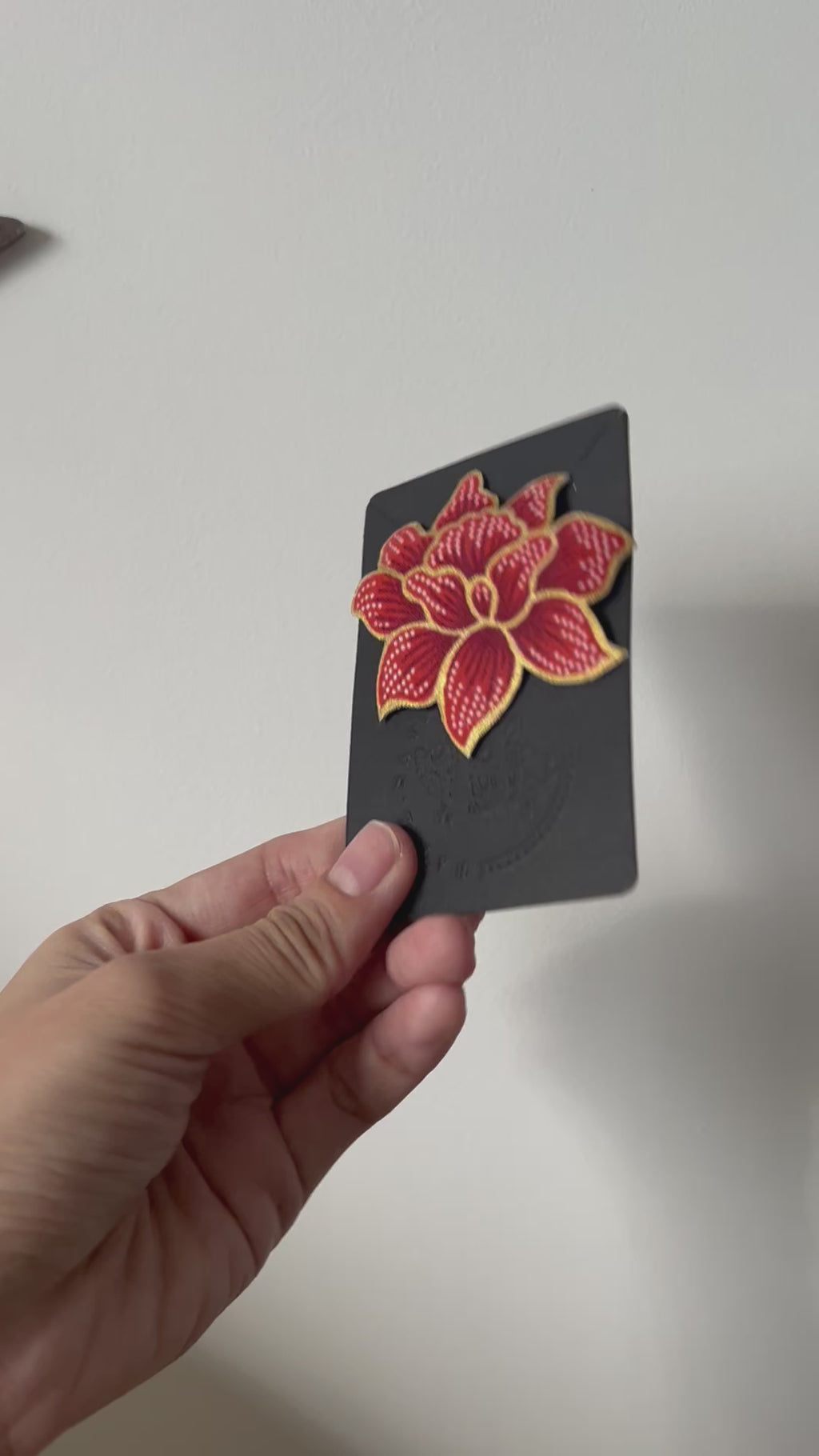 Rosa Batik Brooch (Dark Orange/Teal Blue)